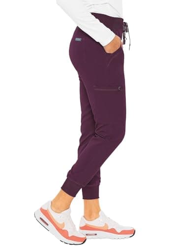 Med Couture Scrub Pants for Women Jogger Pant with 5 Pockets, Lightweight, Ultra Soft, 2-Way Stretch Fabric - MC7710P, M Petite, Wine - Image 4