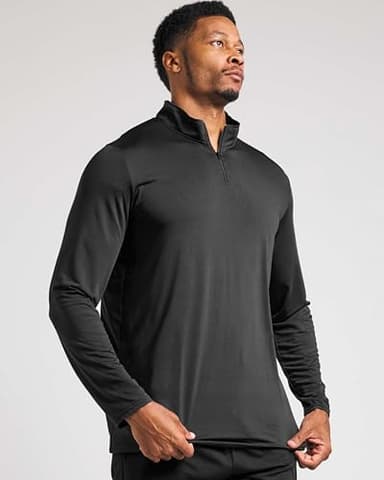 Real Essentials 3 Pack: Men's Dry-Fit Active Quarter Zip Long Sleeve Athletic Performance Pullover (Available in Big & Tall) Set 7 M - Image 2