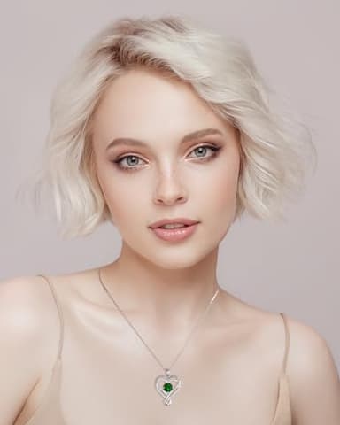 Gifts for Women Wife Infinity Heart Emerlad Birthstone Jewelry for Women Anniversary for Wife Birthday Gift Ideas for Girlfriend Her Love Gift for Mom Daughter Siver Womens Necklaces May - Image 2