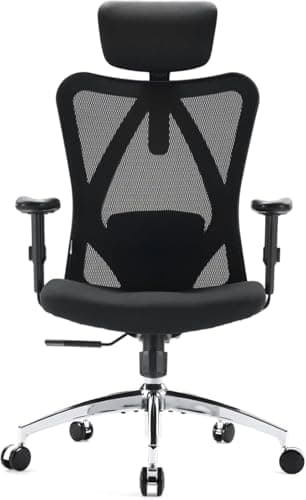 SIHOO M18 Ergonomic Office Chair for Big and Tall People Adjustable Headrest with 2D Armrest Lumbar Support and PU Wheels Swivel Tilt Function Black - Image 7