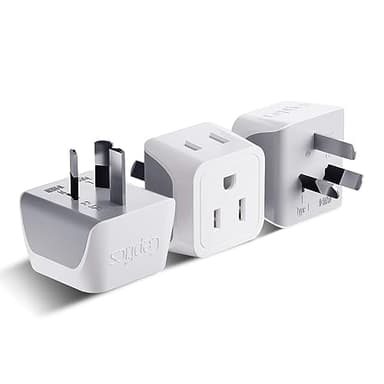 Ceptics Australia Power Plug Adapter, 2 in 1 Type I Plug Adapter, US to Australia , China, New Zealand Power Adapter with Dual USA Inputs, CE, RoHS - 3 Pack - Image 1