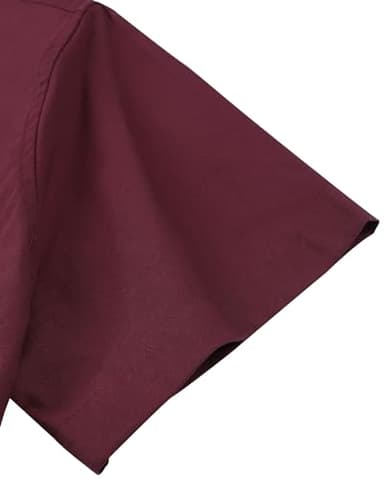 Alimens & Gentle Mens Short Sleeve Oxford Shirt Regular Fit Button Down Collar Shirts with Pocket, Burgundy, 3X-Large - Image 5
