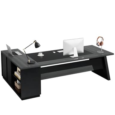 Tribesigns L-Shaped Executive Desk, 78-Inch Modern Office Desk with Drawers and Lateral File Cabinet, Large Computer Desk with Storage Shelves, Workstation for Home Office (Grey + Black) - Image 8