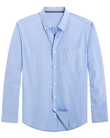 J.VER Men's Classic Oxford Button Down Shirts Solid Casual Fitted Shirt Cotton Long Sleeve Shirt with Pocket Sky Blue 3X-Large - Image 2