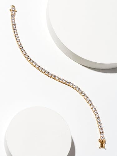 Amazon Essentials Yellow 18K Gold Plated Sterling Silver Round Cut Cubic Zirconia Tennis Bracelet (4mm), 7" (previously Amazon Collection) - Image 6