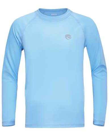 Boys UPF 50+ Swim Shirt Long Sleeve, 1 or 2 Pack UV Sun Protection Rash Guard, Youth Kids SPF Water Shirts for Beach Surf - Image 1