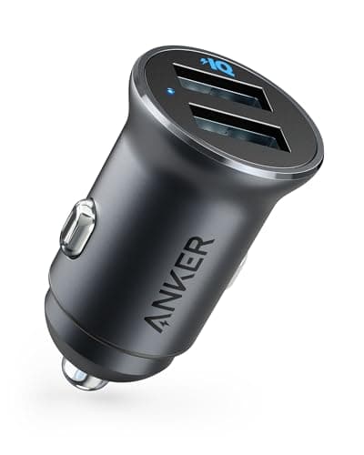 Anker 320 Car Charger (24W II), Mini Aluminum Alloy Dual USB with Blue LED for iPhone16 15 14 13 12 Series, iPad Pro/Air 2/Mini, Galaxy and More - Not Compatible with Quick Charge (Black) - Image 1