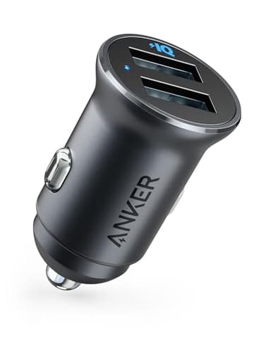 Anker 320 Car Charger (24W II), Mini Aluminum Alloy Dual USB with Blue LED for iPhone16 15 14 13 12 Series, iPad Pro/Air 2/Mini, Galaxy and More - Not Compatible with Quick Charge (Black) - Image 1