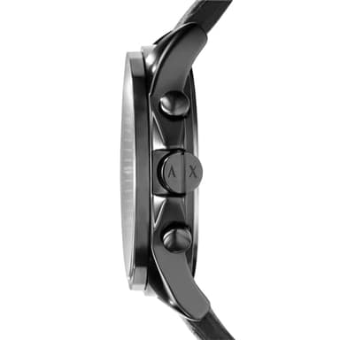 A｜X ARMANI EXCHANGE Men's Chronograph Black Stainless Steel & Black Leather Band Watch (Model: A|X2098) - Image 2