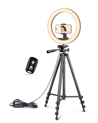 UBeesize 12 inch Ring Light with Stand, Selfie Ring Light with 50" Extendable Tripod Stand & Phone Holder for Live Stream/Makeup/YouTube Video - Image 1