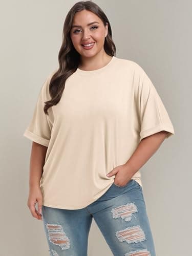 ANRABESS Womens Tops Oversized T Shirts Short Sleeve Crewneck Summer Casual Loose Basic Tee Shirt 2025 Trendy Fashion Clothes Cream Medium - Image 10