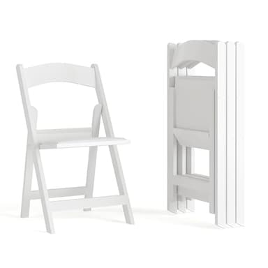 Flash Furniture Hercules Series Folding Chair - White Resin - Set of 4 800LB Weight Capacity Comfortable Event Chair - Light Weight Folding Chair - Image 1