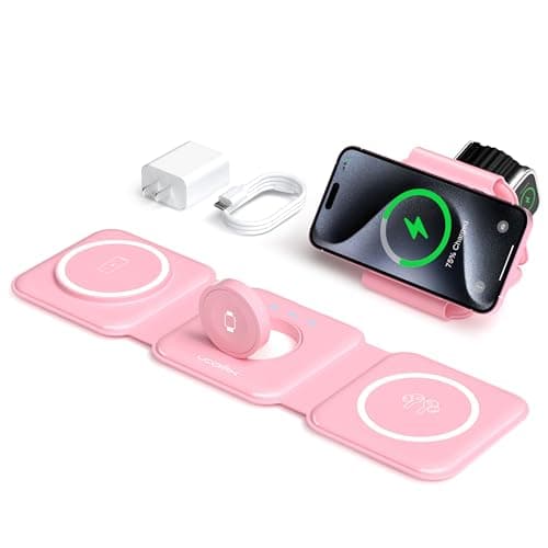 UCOMX 3 in 1 Charging Station for Multple Devices,Foldable 3 in 1 Wireless Charger for Travel,Nano Wireless Charging Station for iPhone16 15 14 13 12 Pro Max/Watch 10 9 8 7 6 5 4 3 Ultra/AirPod Pro - Image 1