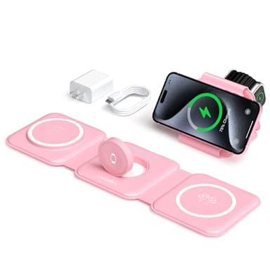 UCOMX 3 in 1 Charging Station for Multple Devices,Foldable 3 in 1 Wireless Charger for Travel,Nano Wireless Charging Station for iPhone16 15 14 13 12 Pro Max/Watch 10 9 8 7 6 5 4 3 Ultra/AirPod Pro - Image 1