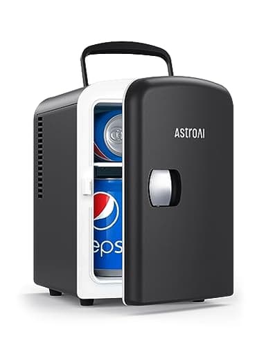 AstroAI Mini Fridge, 4 Liter/6 Can AC/DC Portable Thermoelectric Cooler Refrigerators for Skincare, Beverage, Food, Home, Office and Car, ETL Listed (Black) - Image 1