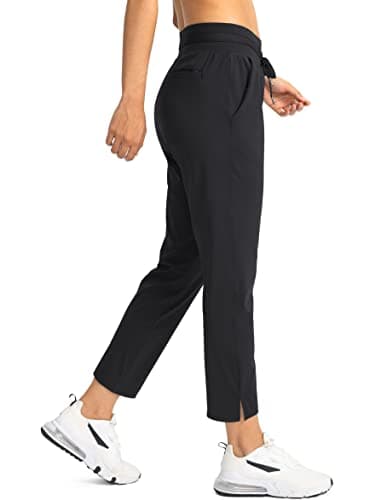 Soothfeel Women's Pants with 4 Pockets 7/8 Stretch High Waisted Sweatpants Travel Athletic Work Golf Pants for Women(Black, Large) - Image 2