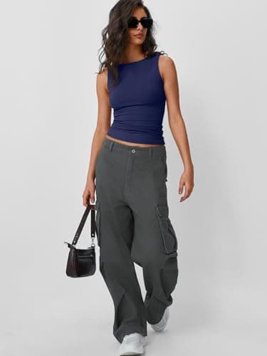 Trendy Queen Women Going Out Summer Tank Tops Spring Casual Basic Cute 2025 Sleeveless Shirt Vacation Fashion Outfit Clothes Navy M - Image 5