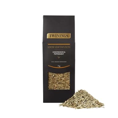 Twinings Lemongrass & Peppermint Loose Leaf Infusion Herbal Tea, 2.65 Ounce (75g) Pouch, Naturally Caffeine-Free, Enjoy Hot or Iced - Image 1
