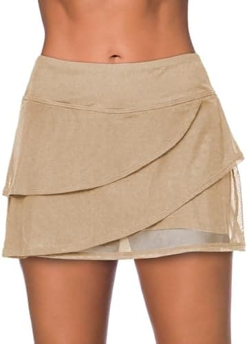 Aleumdr Women's Waistband Layered Swimdress Ruffle Swim Skirt Swimsuit Bottom(Available in Plus - Image 3