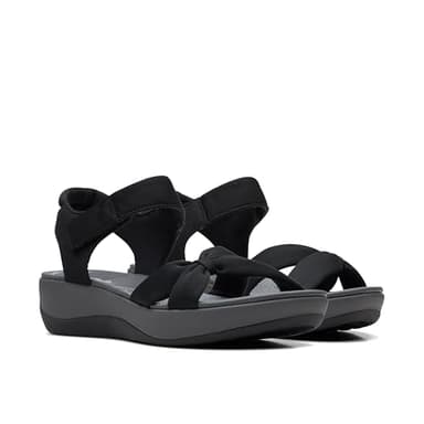 Clarks Women's Arla Shore Flat Sandal, Black Textile, 9 - Image 2