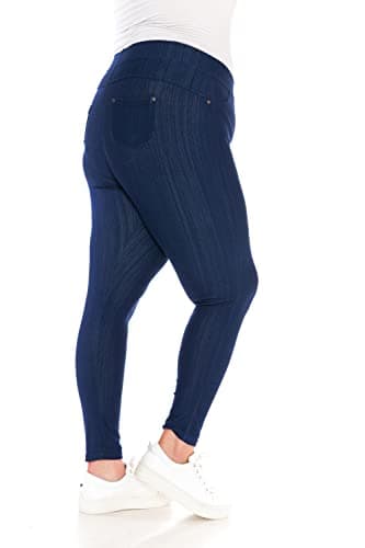 Leggings Depot Women's Cotton Blend Stretch Pull-on Jeggings Casual Pants with Pockets (Denim Blue, 2X) - Image 4