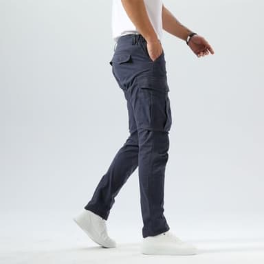 Plaid&Plain Men's and Women's Pacific Blue Cargo Pants - Slim Fit, 3D Shape, Articulated Knees, Stretchy Fabric C804 Pacific Blue 34WX30L - Image 4