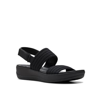 Clarks Women's Arla Stroll Flat Sandal, Black Textile, 9 - Image 8