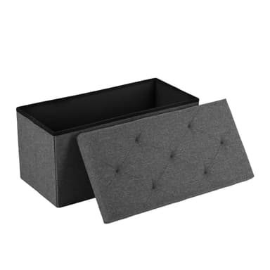 DUMOS 30in Foldable Storage Ottoman Bench, Storage Chest, End of Bed Foot Rest Stool with Padded Seat, Bedroom Bench for Living Room, Bedroom, Support 660lbs, Grey - Image 1