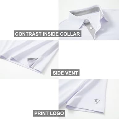 M MAELREG Mens Pique Polo Shirts Short Sleeve Performance Moisture Wicking Quick Dry Casual Golf Shirts for Men White - Image 4