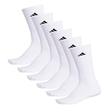 adidas Men's Athletic 6-Pack, Cushioned Crew Socks with Arch Compression for a Secure Fit, White/Black, Large - Image 7