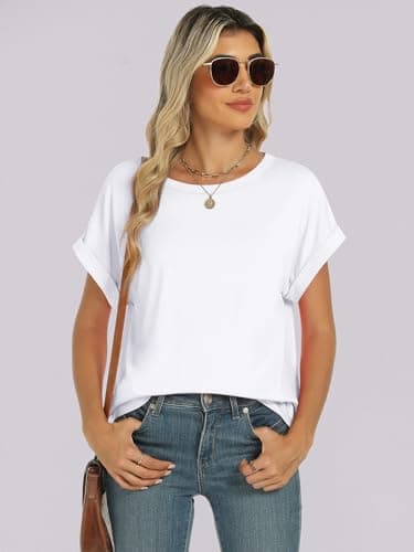ANRABESS Oversized Tshirts for Women Summer Tops Short Sleeve Casual Loose Basic Tee Shirt Cute Outfits 2025 Trendy Clothes White Large - Image 4