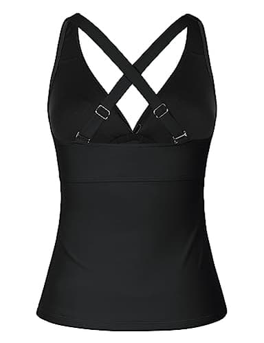 Firpearl Women Swimsuits with Underwire Bra Support Black Slimming Bathing Suit Top Ruched Tummy Control Swimwear US12 - Image 5