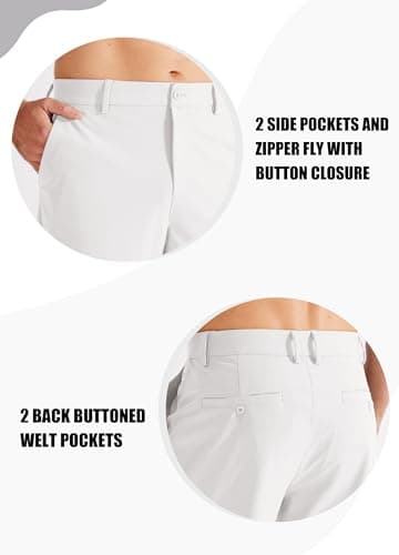Libin Men's Golf Pants Classic Fit Stretch Work Dress Pants 29" Business Casual Pants Lightweight Trousers Comfy Lounge Office Clothes, White, 40W x 29L - Image 3