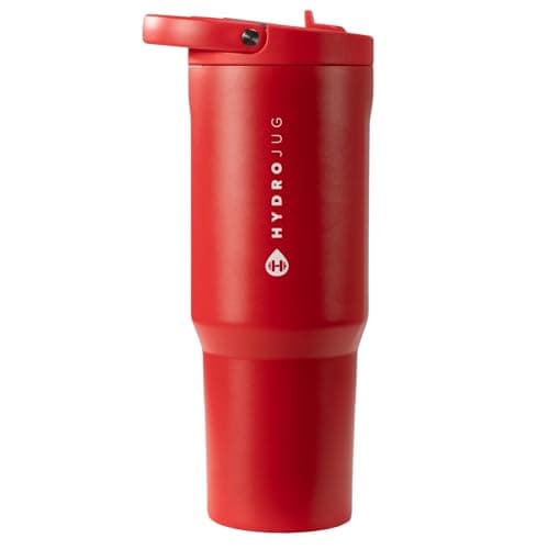 HydroJug Sport - Stainless Steel Tumbler with Straw, Vacuum Insulated, 40oz Leakproof Water Bottle, Ergonomic Design, Reusable, Dishwasher Safe, Rubber Base, Durable for Gym or Outdoors, Alumni Red - Image 1