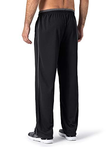 MAGNIVIT Men's Jogging Training Pants with Zipper Pockets Open Bottom Athletic Fit Sweatpants Black/Grey - Image 3