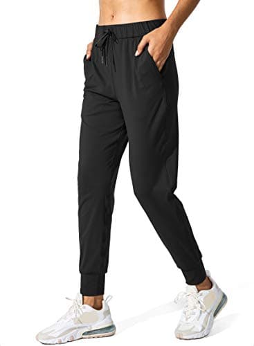 SANTINY Women's Joggers Pants Pockets Drawstring Running Sweatpants for Women Lounge Workout Jogging(Black_L) - Image 1