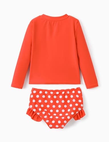 Disney Mickey and Friends Minnie Mouse Swimsuit Big Girl Two Piece Tankini Bathing Suits Long Sleeve Swim Suit Rash Guard Set Summer UPF 50+Swimwear Holiday Ruffle Swimming Suit Red Size 10-11 Years - Image 2