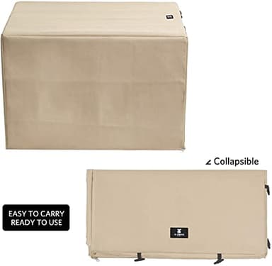 X-ZONE PET Double Door Dog Crate Cover - Polyester Pet Kennel Cover (Fits 24 30 36 42 48 inches Wire Crate) (30Inch, Tan) - Image 6
