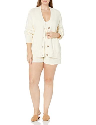 The Drop Women's Brigitte Cotton Blend Chunky Cardigan, Whisper White, S - Image 4
