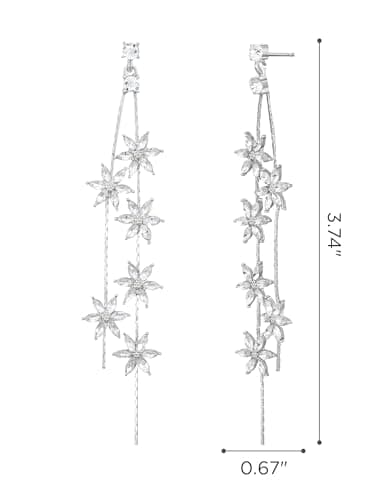 SWEETV Long Wedding Earrings for Brides, Crystal Bridal Earrings for Wedding, Rhinestone Drop Dangle Earrings for Women Prom Party Jewelry - Image 7