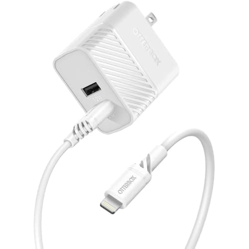 OtterBox USB-A Dual Port Wall Charger, 24W Combined + OtterBox USB A-Lightning Cable, 1M - Cloud Dream - Image 1