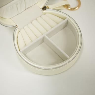 COLLECTIVE HOME Monogram Jewelry Box for Travel - 4.5 Inch Spacious Organizer with Zipper Closure, Gold Chain & Letter Engraving, Personalized Gift Case for Women/Bridesmaids (j) - Image 6