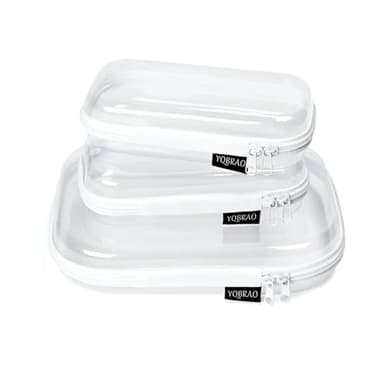 3 Pack Clear Hard Shell Zipper Case - Clear Waterproof Cosmetic Bag with Zipper, Kid's Toy Storage Organizer Bins, Charging Cables, creative journaling, painting brushes, Threads,Sketch Supplies - Image 1