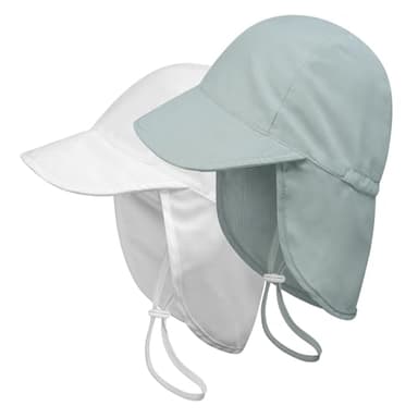 ECOSUMA 2 Pack Baby Boy Sun Hats 6-12 Months,12-24 Months Gray/White - Image 1