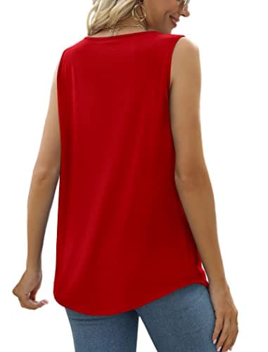Women's Tank Tops Loose Fit Cute Sexy Tops Sleeveless Summer Trendy Clothing Red XL - Image 4