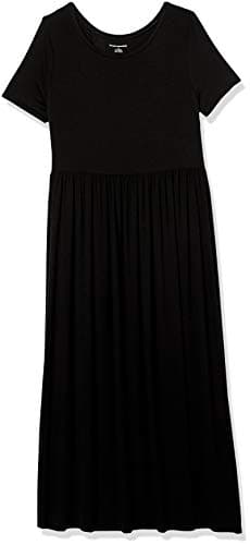 Amazon Essentials Women's Short-Sleeve Waisted Maxi Dress (Available in Plus Size), Black, Small - Image 4