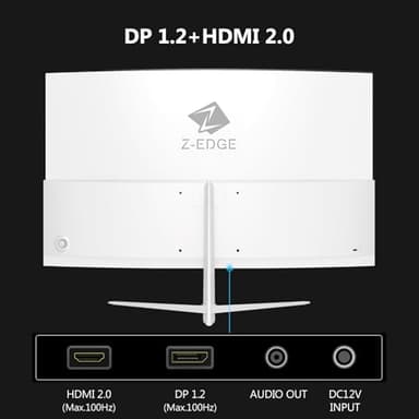 Z-Edge 24-inch Curved Gaming Monitor, Full HD 1080P 1920x1080 LED Backlight Monitor, with 100Hz Refresh Rate and Eye-Care Technology, U24C 178° Wide View Angle, DP+HDMI - Image 8