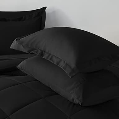 CozyLux Full Size Comforter Sets Black - 7 Pieces Bed in a Bag Full, Luxury Soft Bed Set for All Seasons, Bedding Set with Down Alternative Comforter, Sheets, Pillowcases & Shams - Image 8