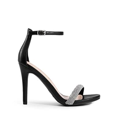 DREAM PAIRS Women's Open Toe High Heels Stiletto Heeled Sandals Sexy Dressy Shoes,Size 9,Black-Rhinestone,Karrie-1 - Image 2