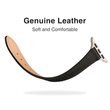 STIROLL Slim Leather Bands Compatible with Apple Watch Band 49mm 46mm 45mm 44mm 42mm(Series 3 2 1), Top Grain Leather Watch Thin Wristband for iWatch Ultra SE Series 11 10 9 8 7 6 5 4 - Image 3